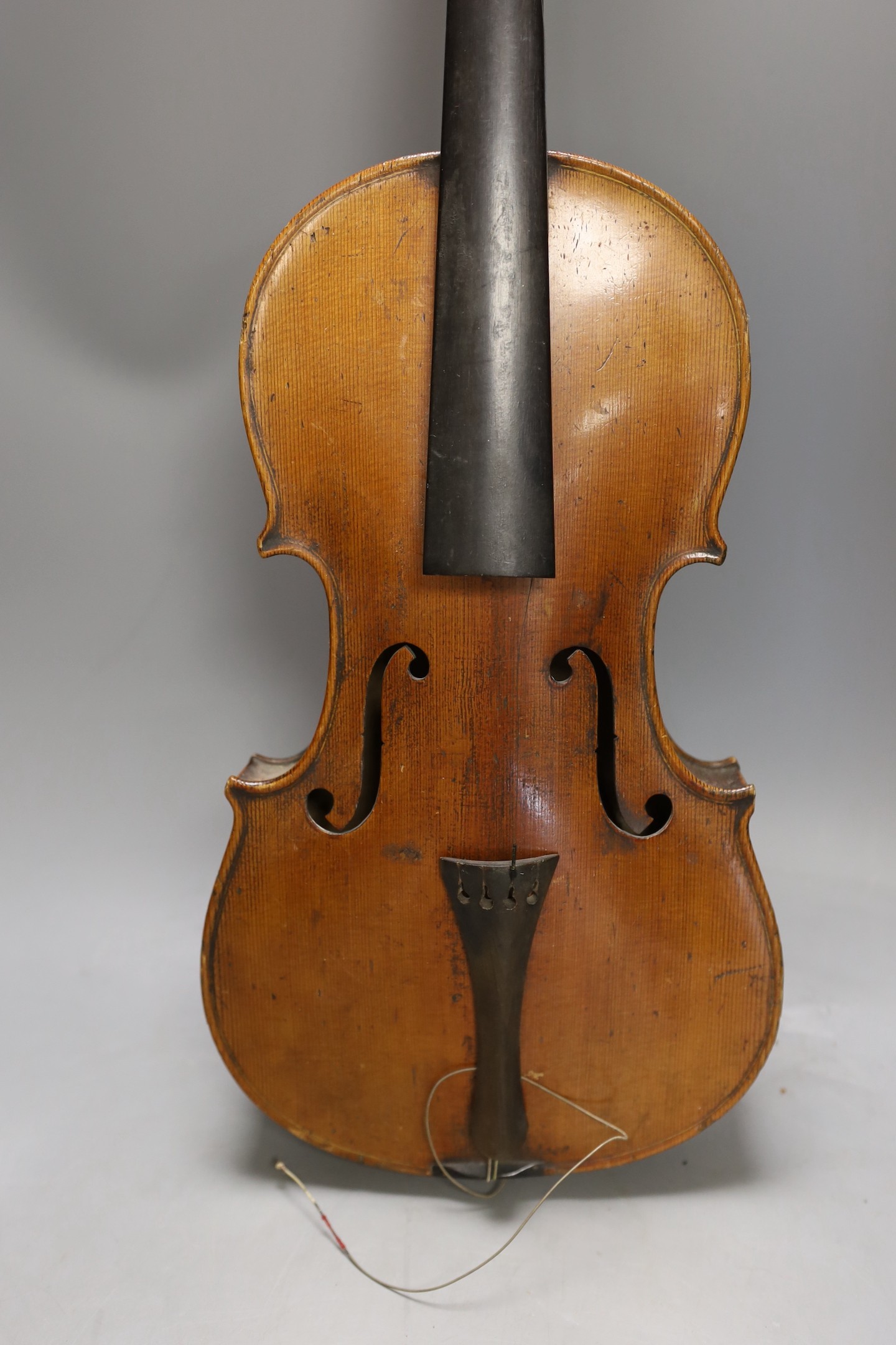 A 19th century French violin, back measurement 33.5cm